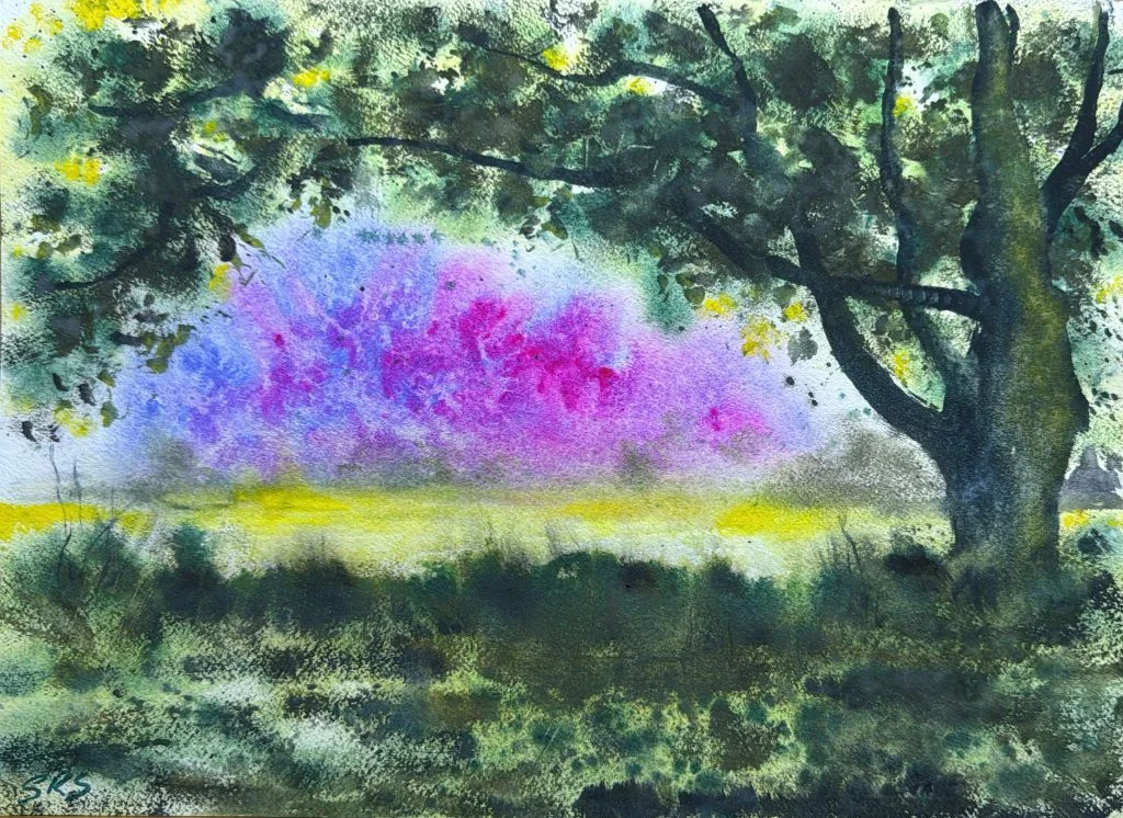 Magnolias at Crystal Palace Park - Original watercolour by Simon Robin Stephens (37.7 x 27.5 cm), £195