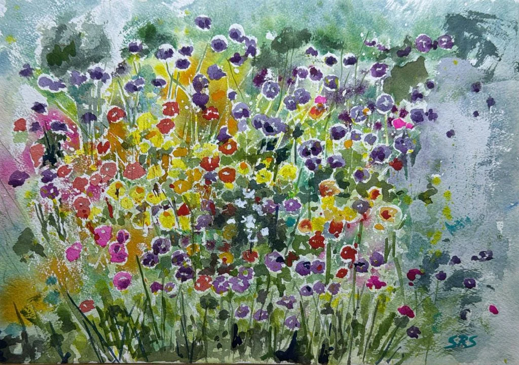 Floral Fantasia - Hand-painted watercolour flower painting by Simon Robin Stephens