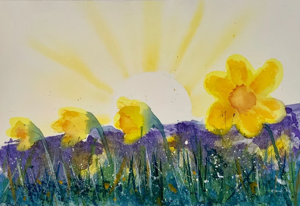 Meadow Celebration - Hand-painted watercolour flower painting by Simon Robin Stephens