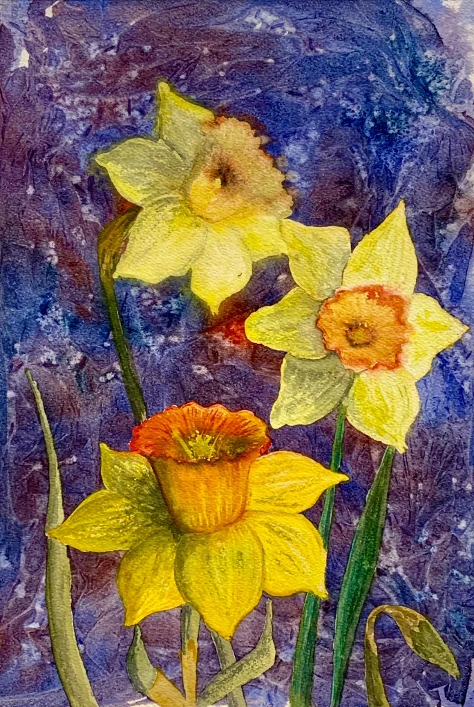 Spring Awakening - Hand-painted watercolour flower painting by Simon Robin Stephens