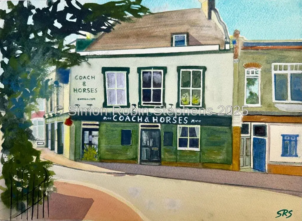 The Coach and Horses, Carshalton - Watercolour by Simon Robin Stephens