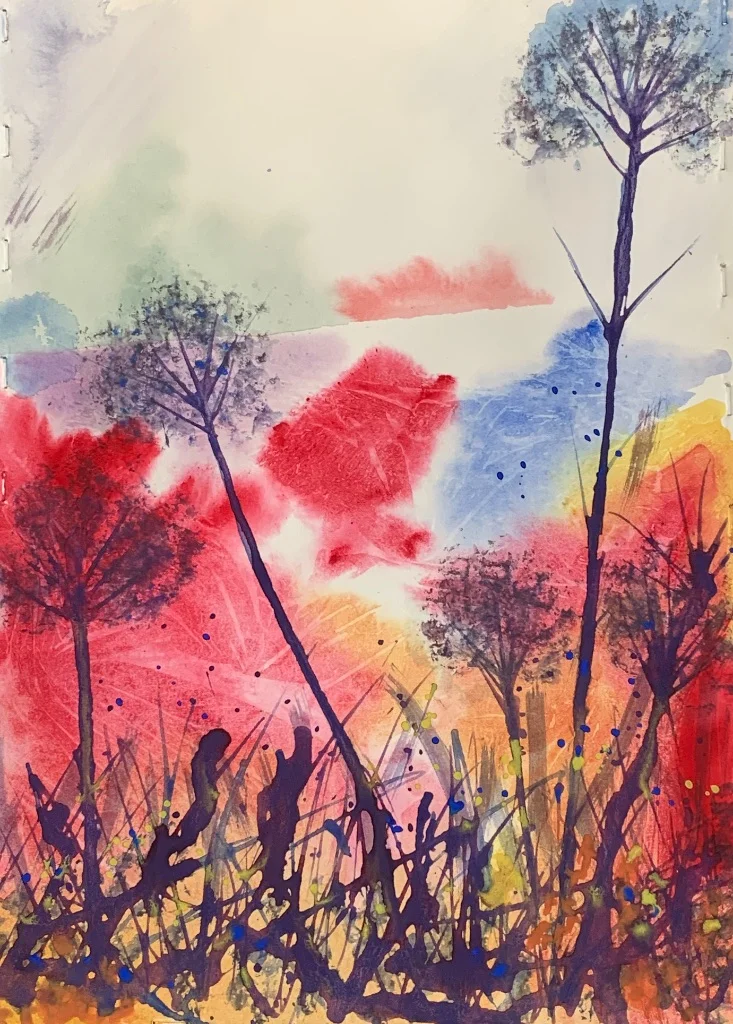 Wildflower Dreamscape - Hand-painted watercolour flower painting by Simon Robin Stephens
