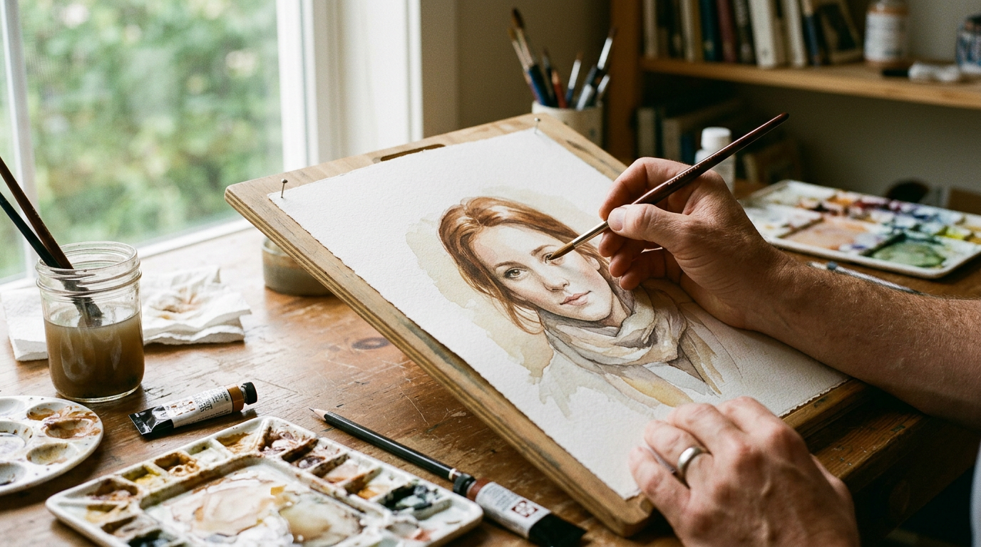 How to Commission a Watercolour Portrait (And What to Expect) - Simon Robin Stephens Art blog